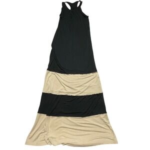 Mossimo Womens Sleeveless Maxi Dress‎ XL Black Tan Colorblock Racerback